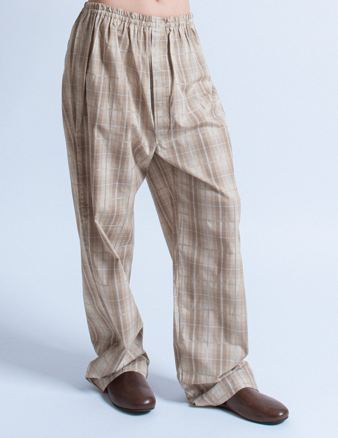 vintage light taupe plaid pajama set