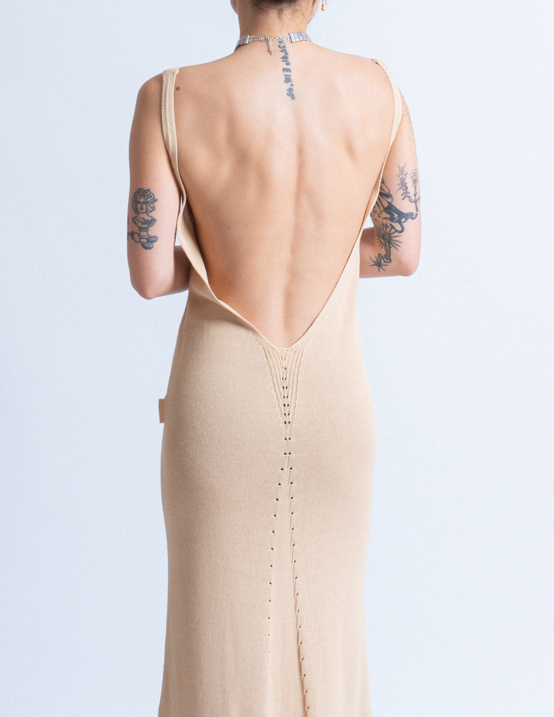 Gianfranco Ferré vintage beige backless knit dress back detail