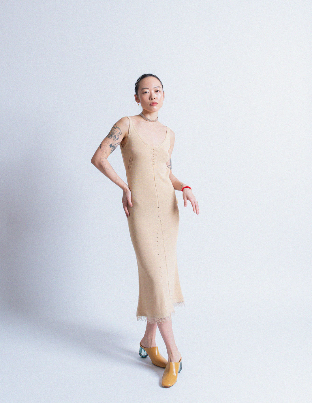 Gianfranco Ferré vintage beige backless knit dress