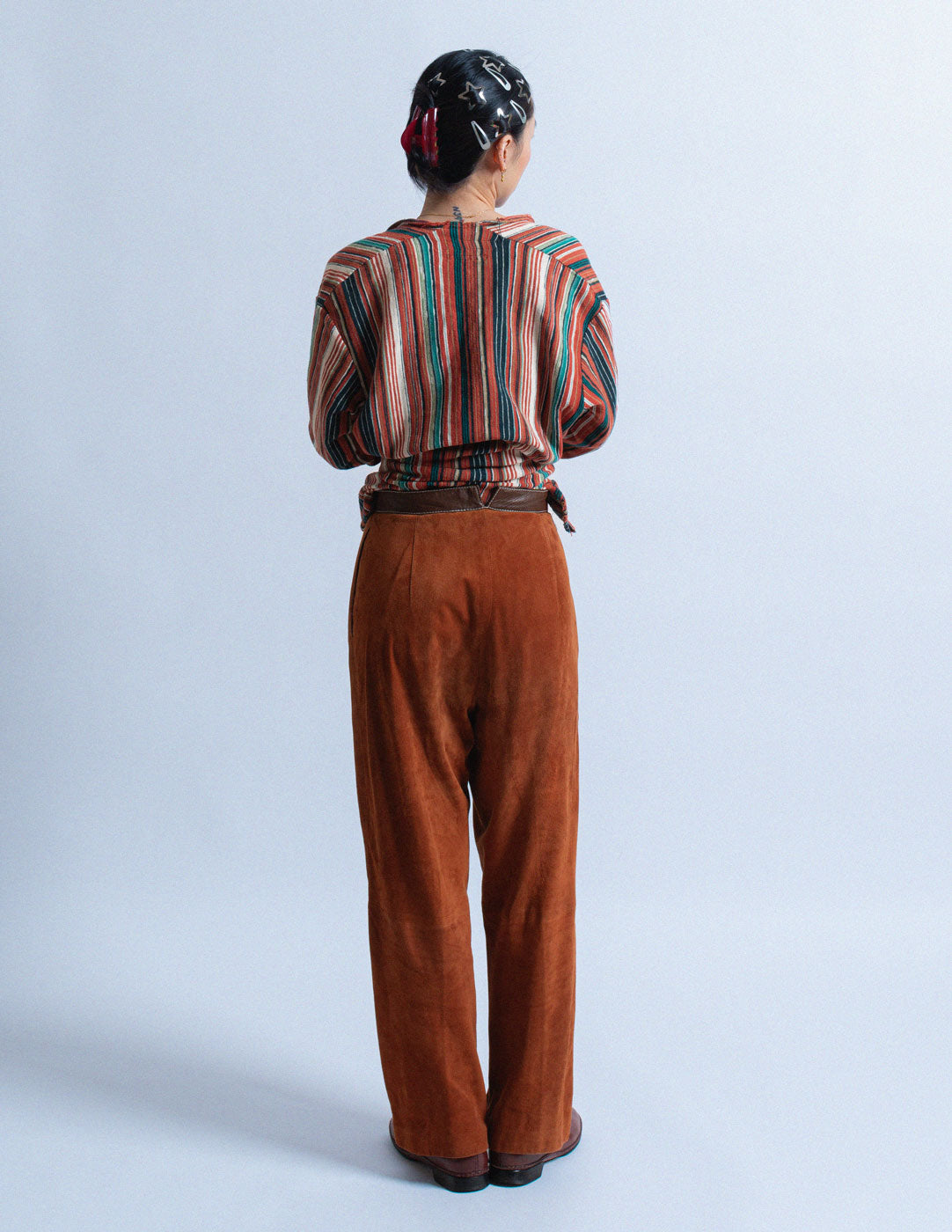 Gianfranco Ferré vintage burnt orange suede trousers back view
