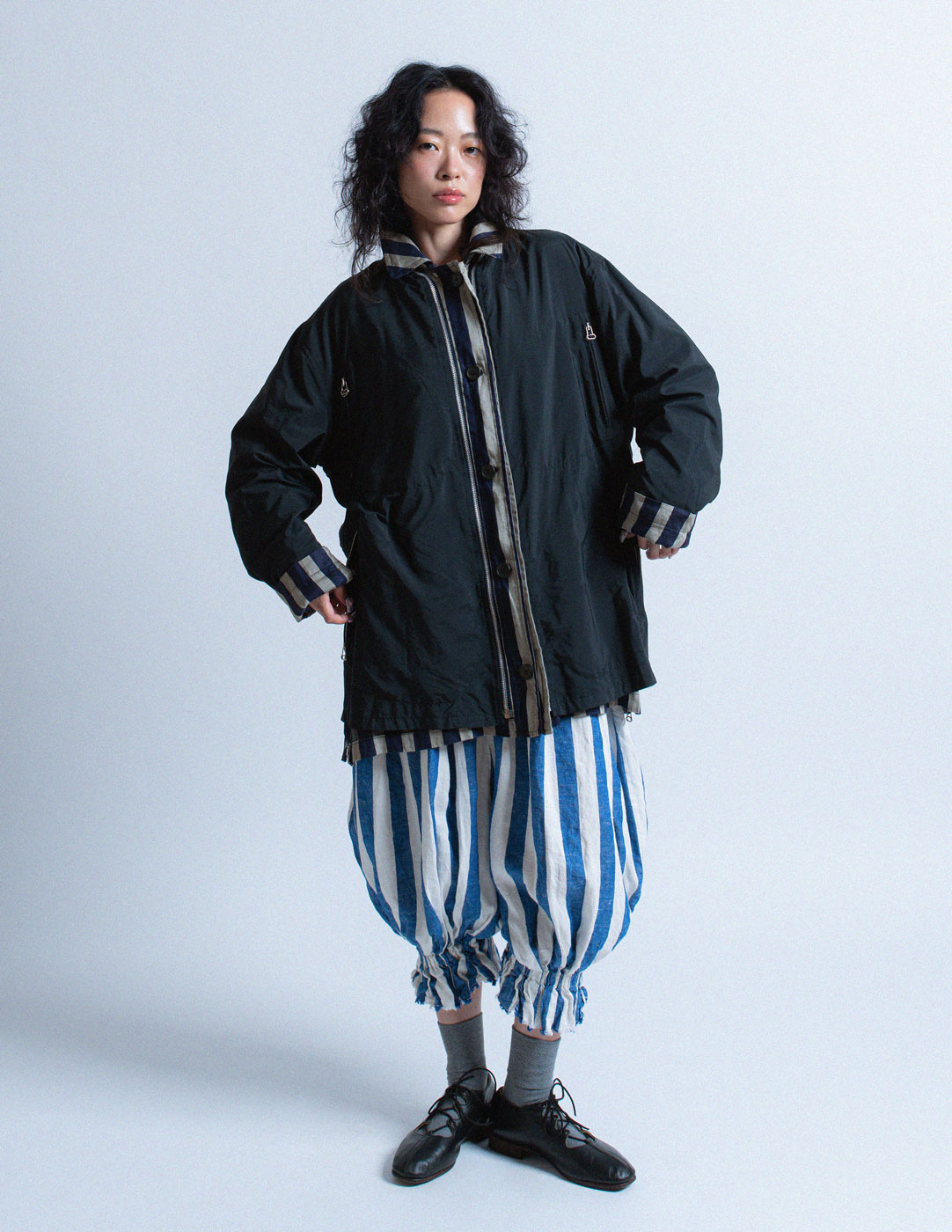 Gianfranco Ferré vintage striped reversible and detachable multi-way jacket