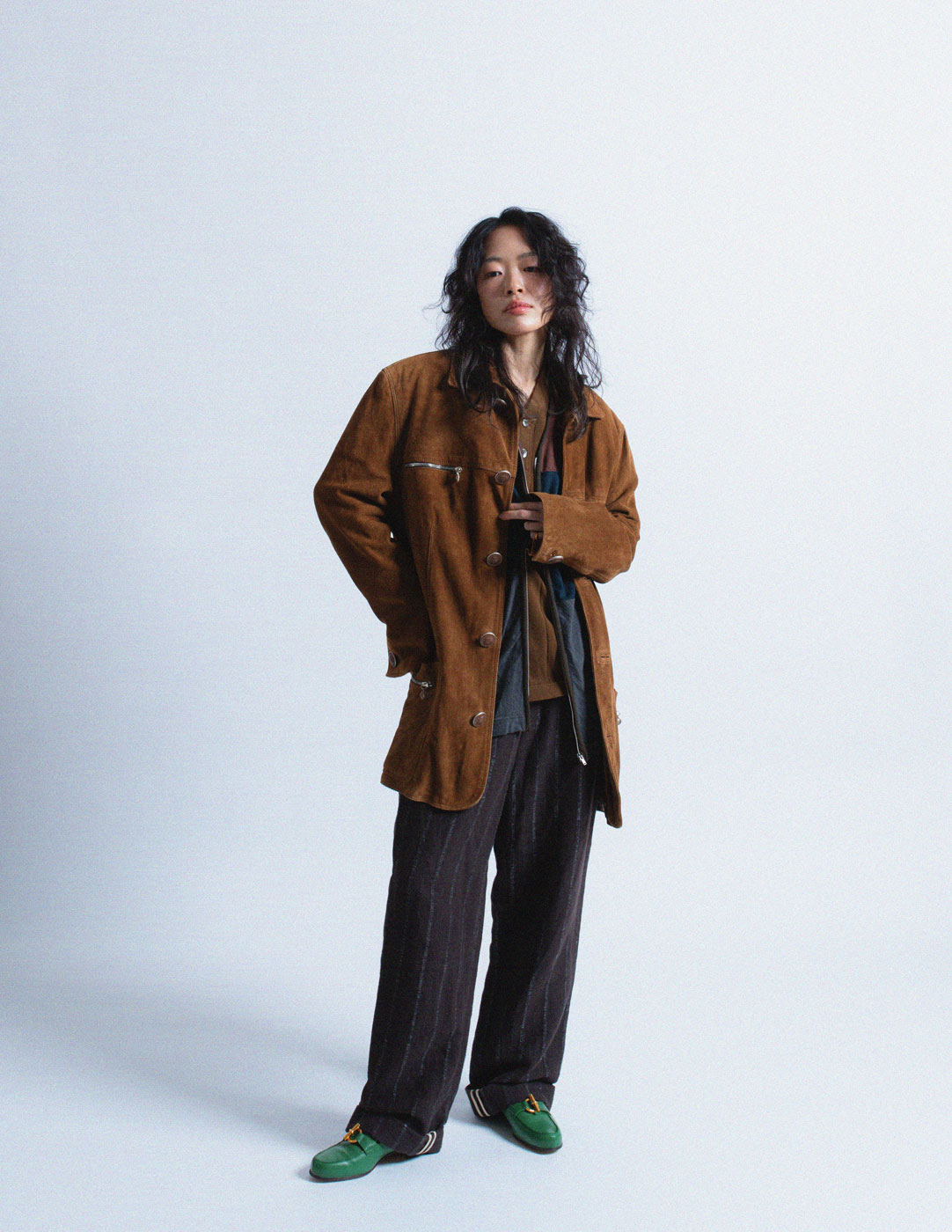 Gianni Versace vintage gingerbread brown suede jacket