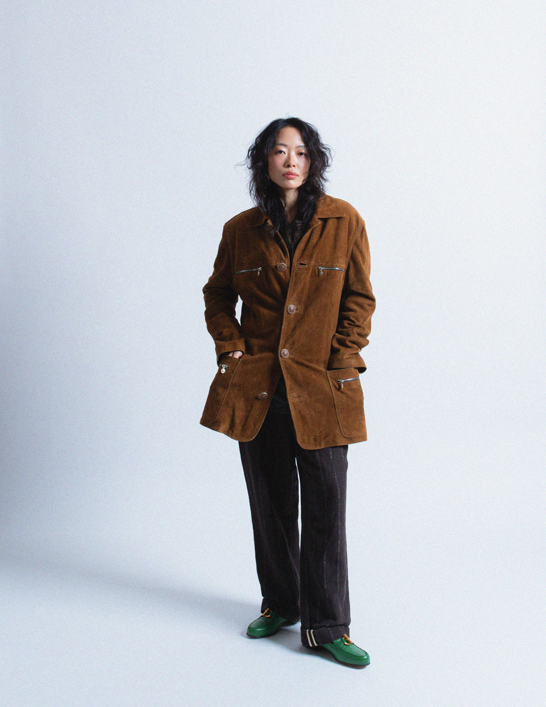 Gianni Versace vintage gingerbread brown suede jacket