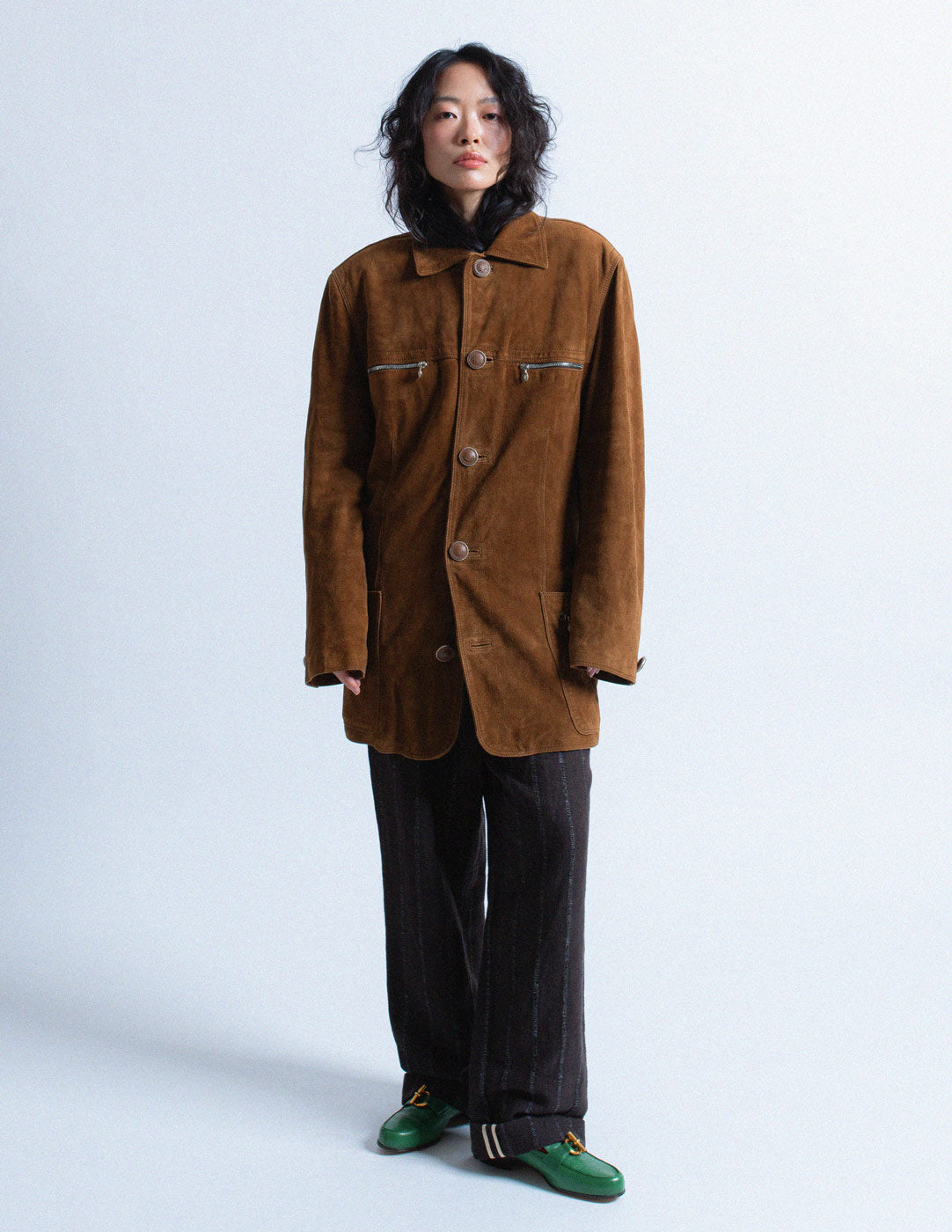 Gianni Versace vintage gingerbread brown suede jacket