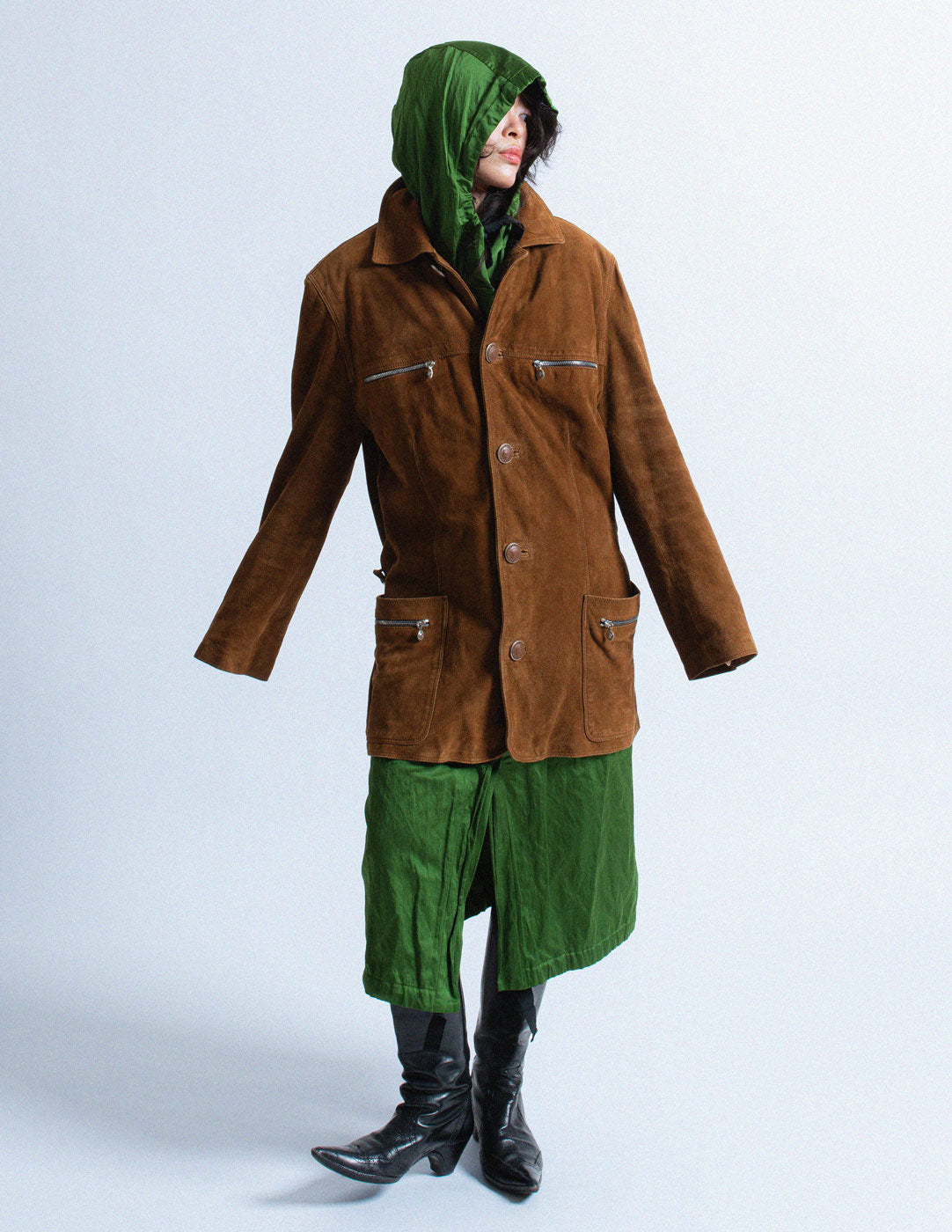 Gianni Versace vintage gingerbread brown suede jacket