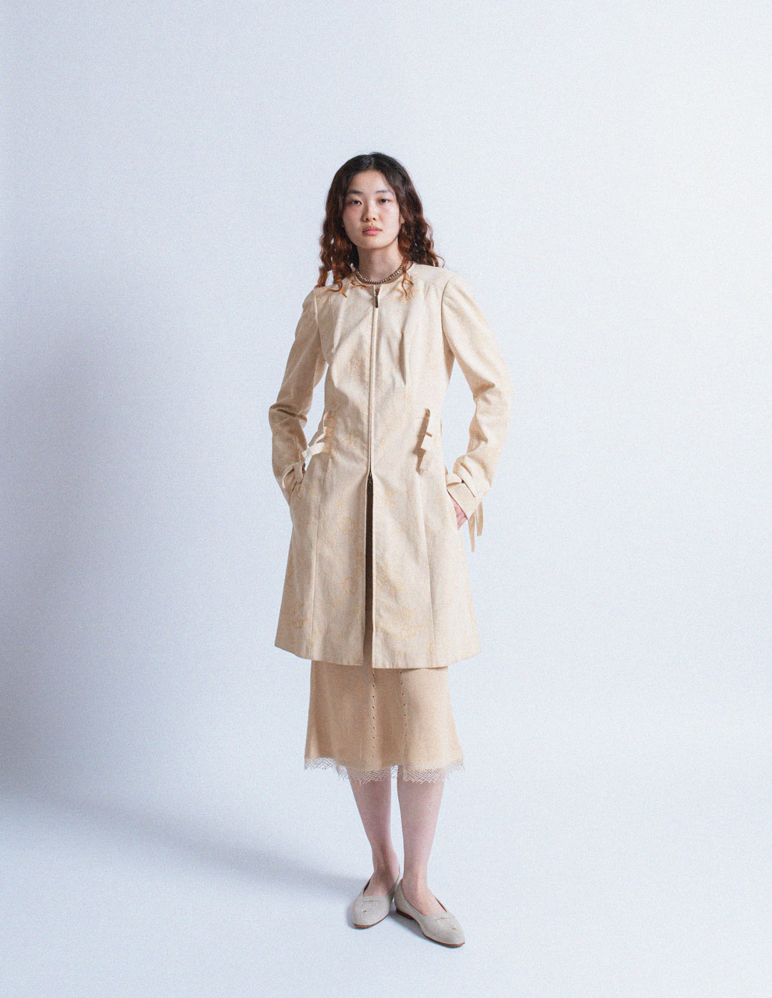 John Galliano vintage cream jacket with etched flower detail