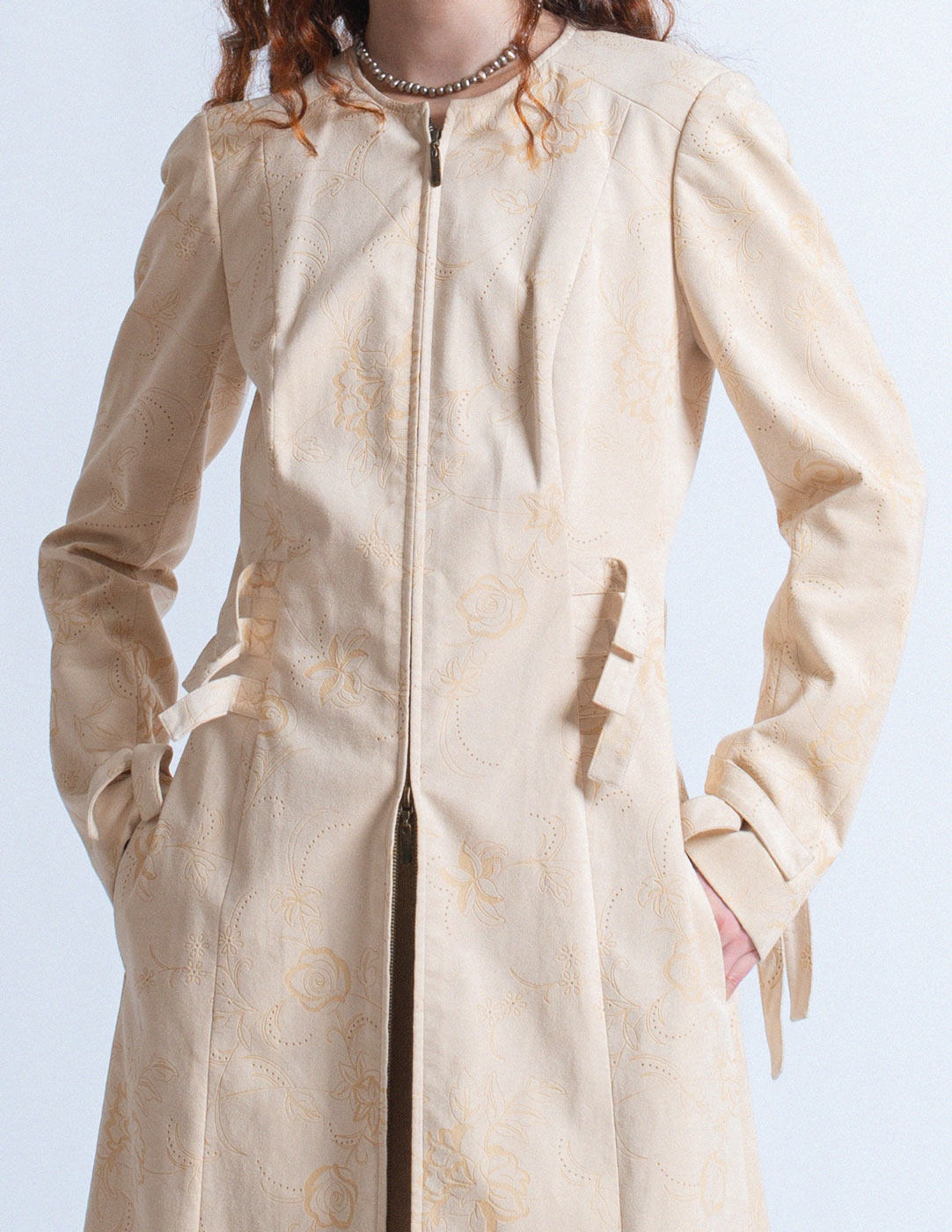John Galliano vintage cream jacket with etched flower detail