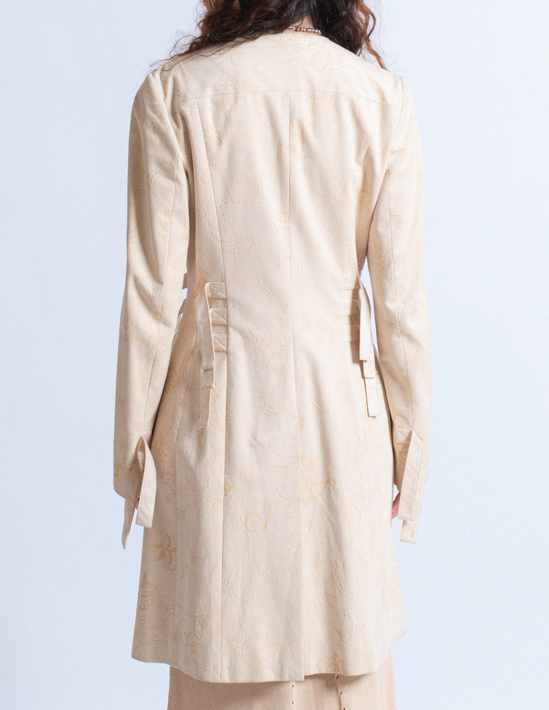 John Galliano vintage cream jacket with etched flower detail back detail