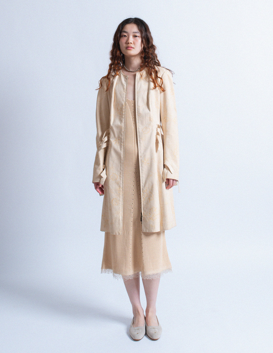 John Galliano vintage cream jacket with etched flower detail