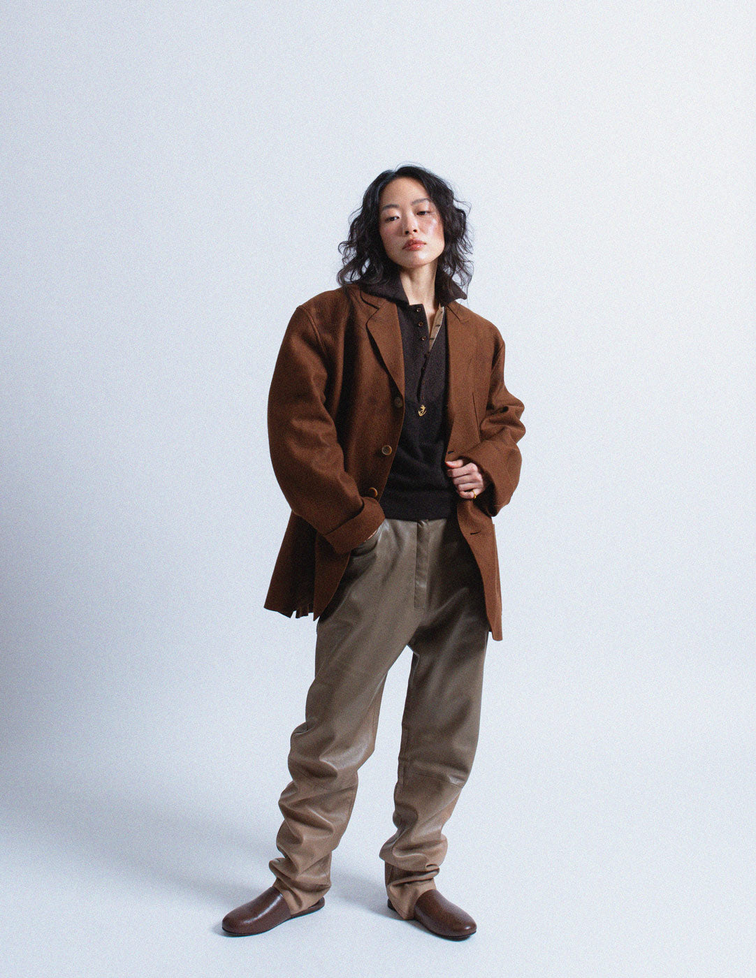 Romeo Gigli vintage brown brushed wool blazer