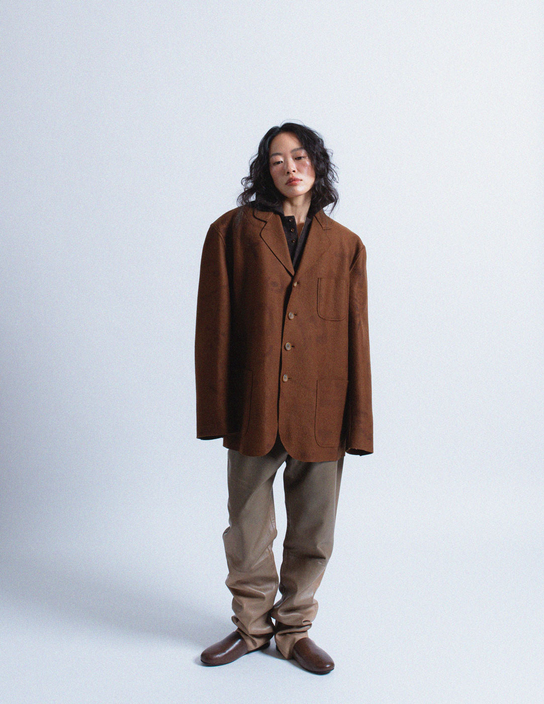 Romeo Gigli vintage brown brushed wool blazer