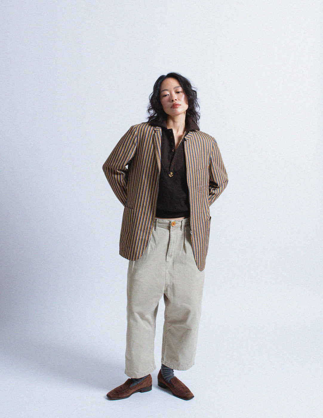 Kapital chocolate wool blend felted anchor pullover