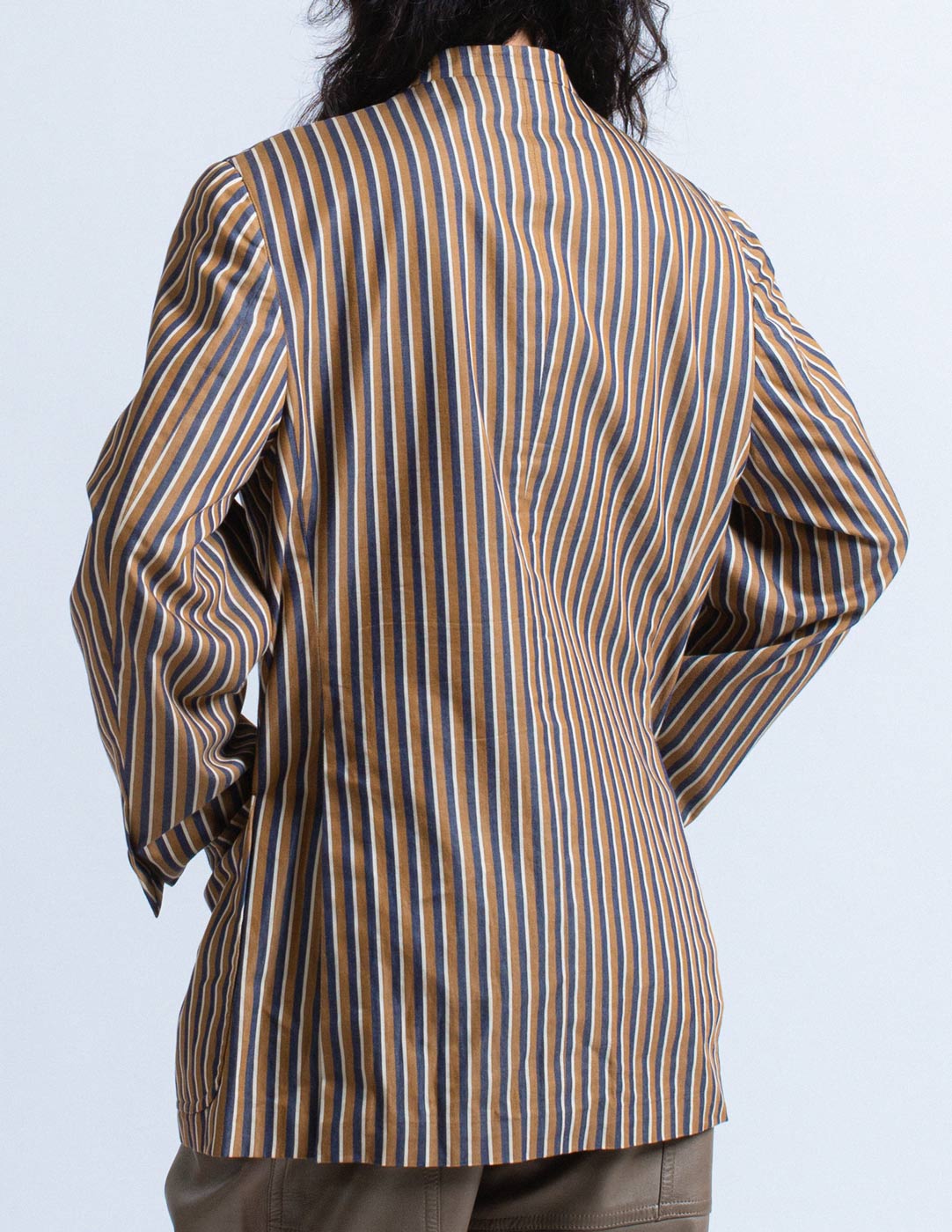 Romeo Gigli vintage striped zip jacket with Mandarin collar back detail