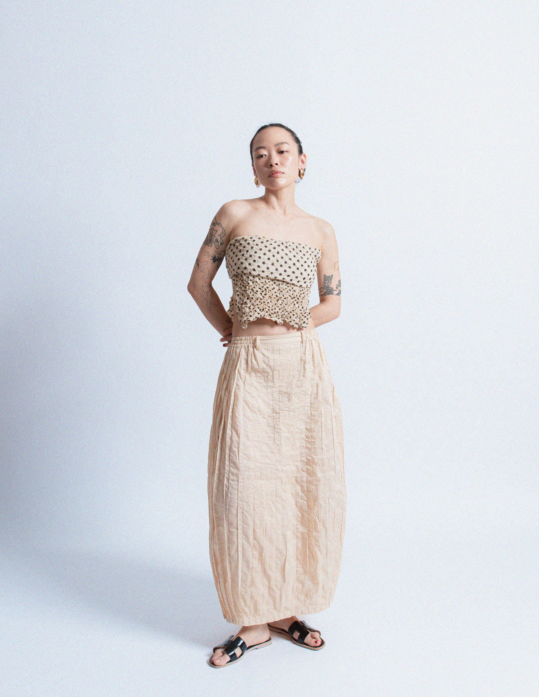 Hai Sporting Gear vintage beige pleated cotton skirt