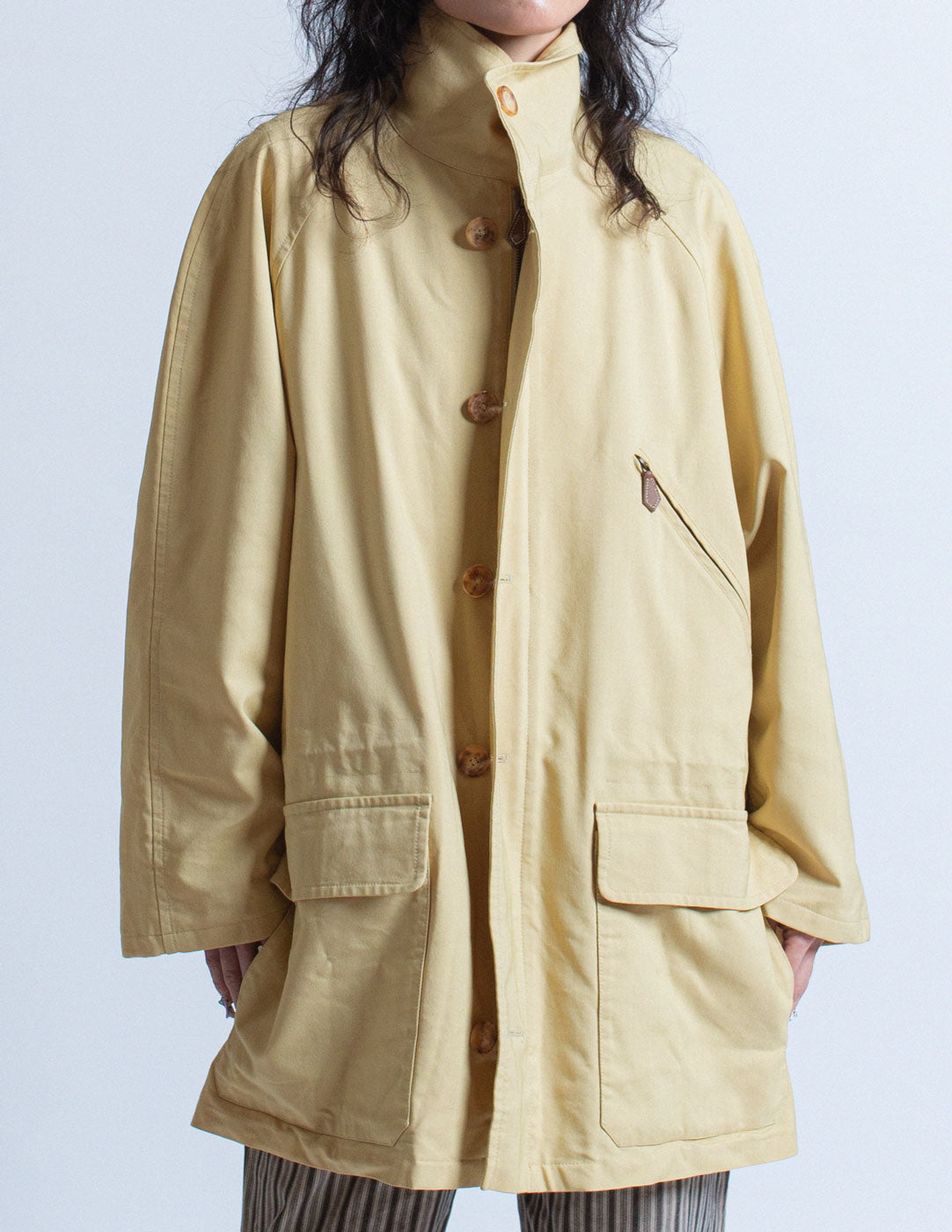 Hermès vintage pastel yellow silk blend trench detail