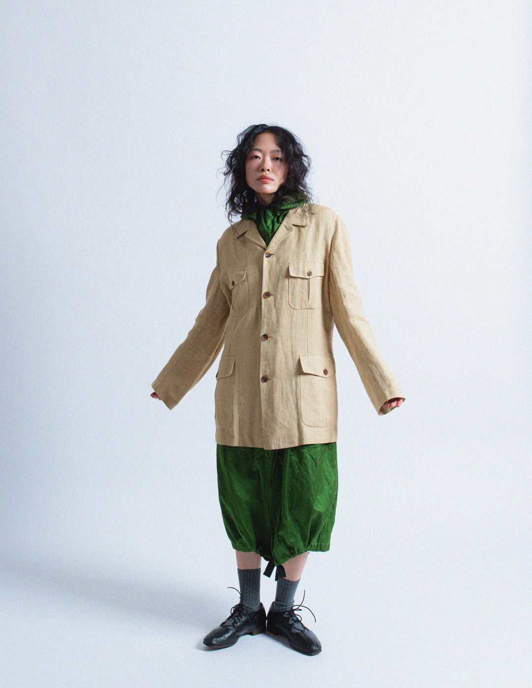 Hermès vintage sand linen buttoned blazer