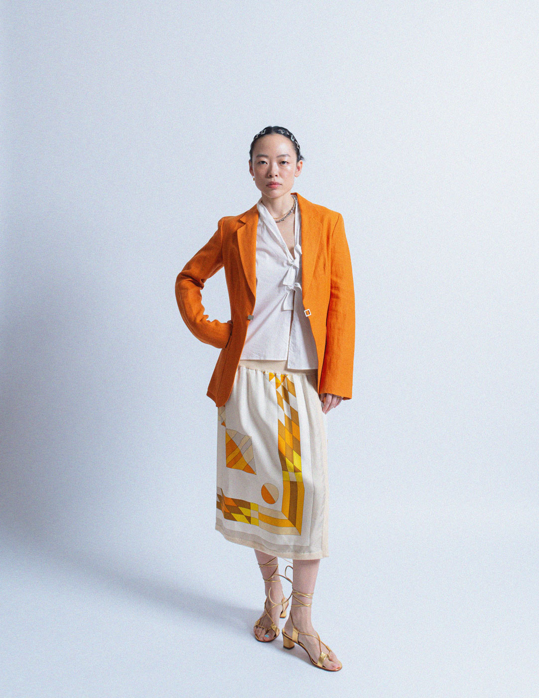 Hermès vintage orange linen blazer