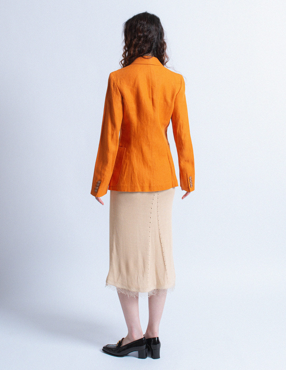 Hermès vintage orange linen blazer back view