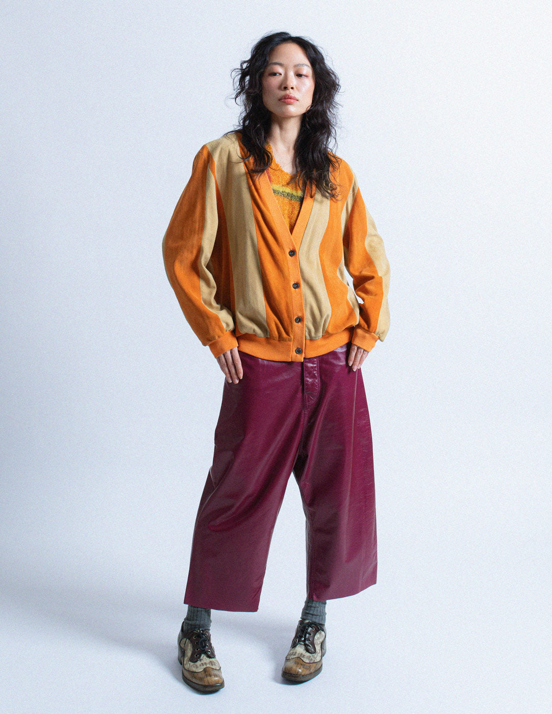 Hermès Sport vintage ochre and sand striped suede jacket