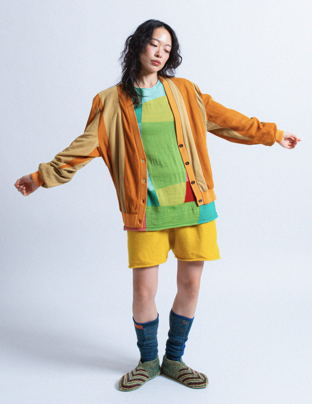 Hermès Sport vintage ochre and sand striped suede jacket