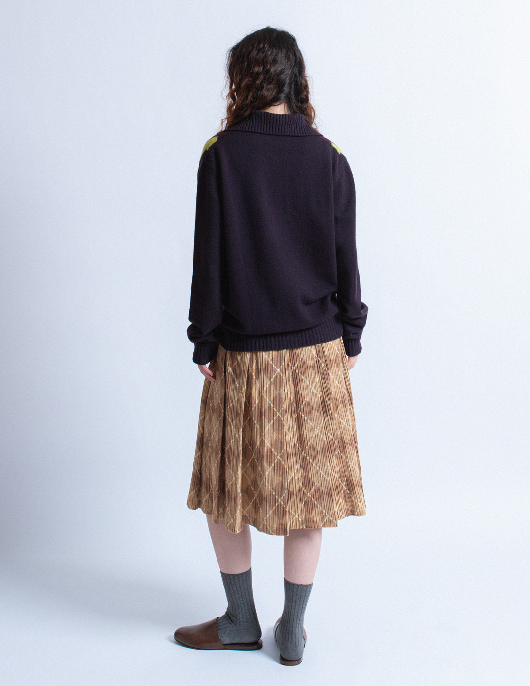vintage tan tartan pleated skirt