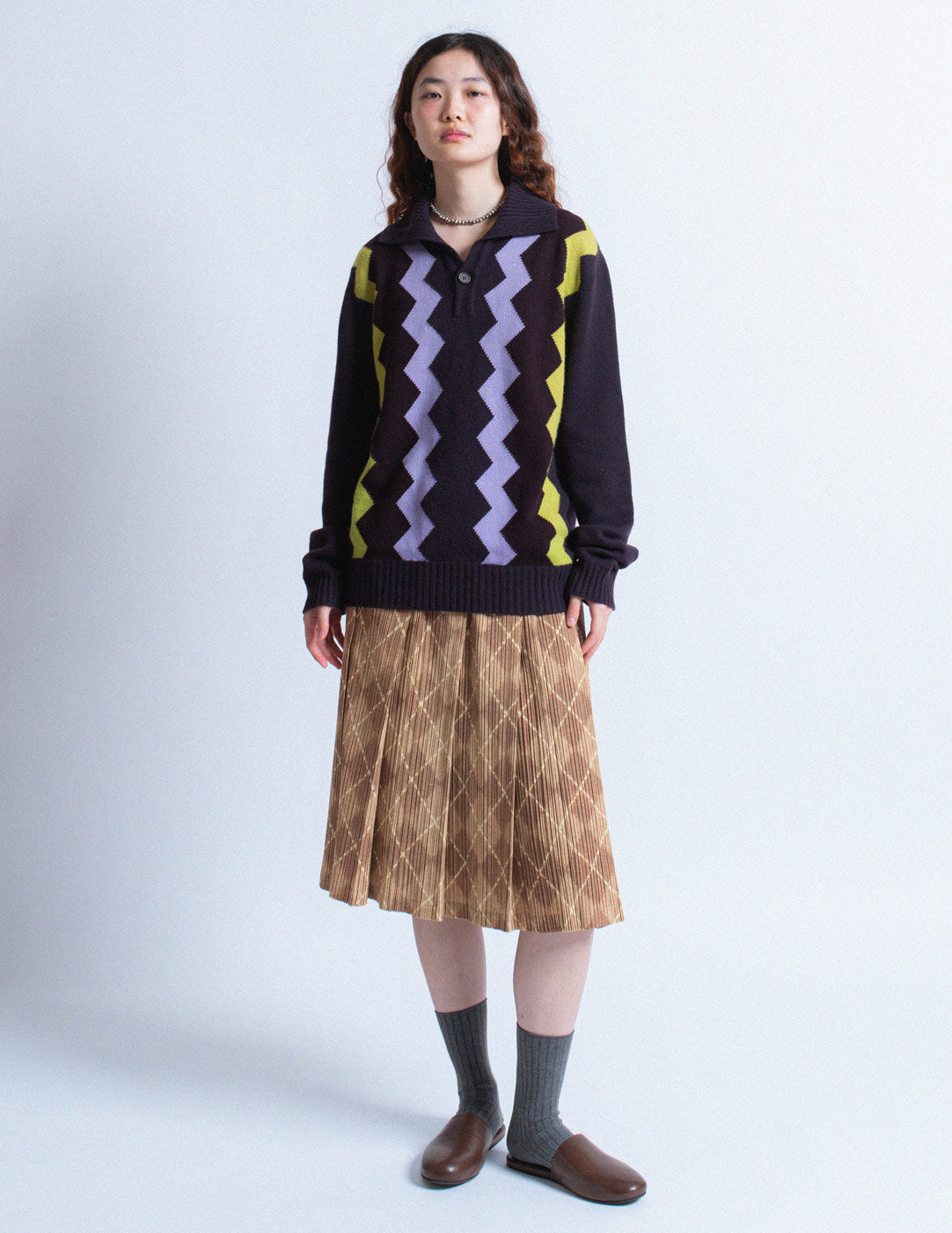 Hermès vintage zigzag purple cashmere pullover