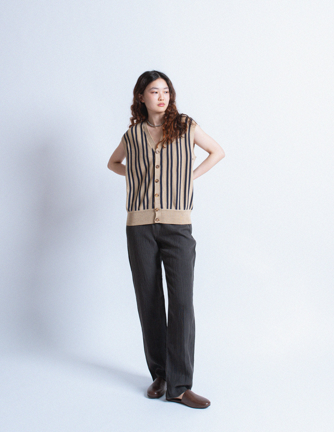 Hermès vintage striped wool buttoned vest