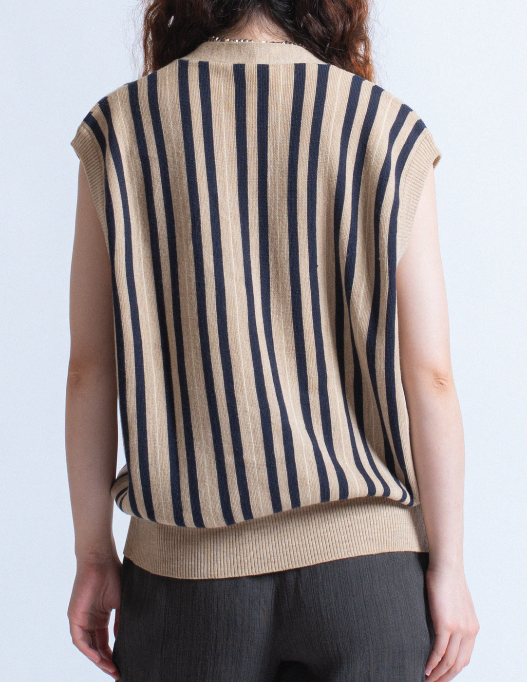 Hermès vintage striped wool buttoned vest back detail