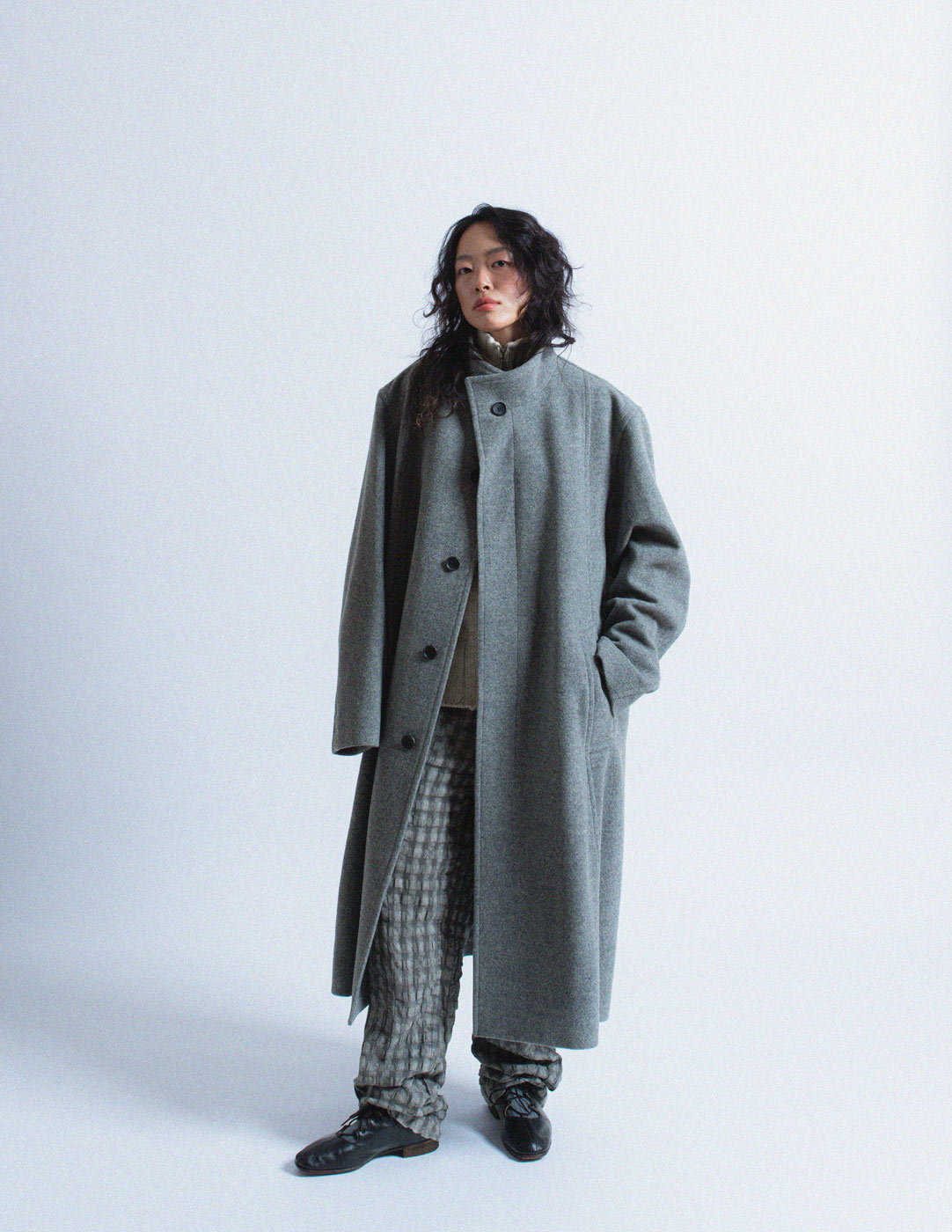 Issey Miyake Men gray wool long coat