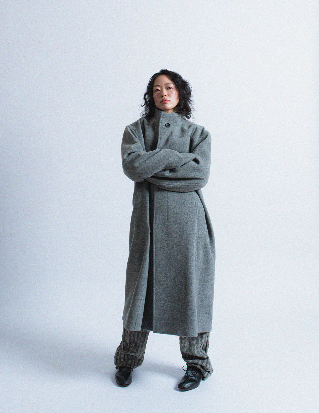 Issey Miyake Men gray wool long coat