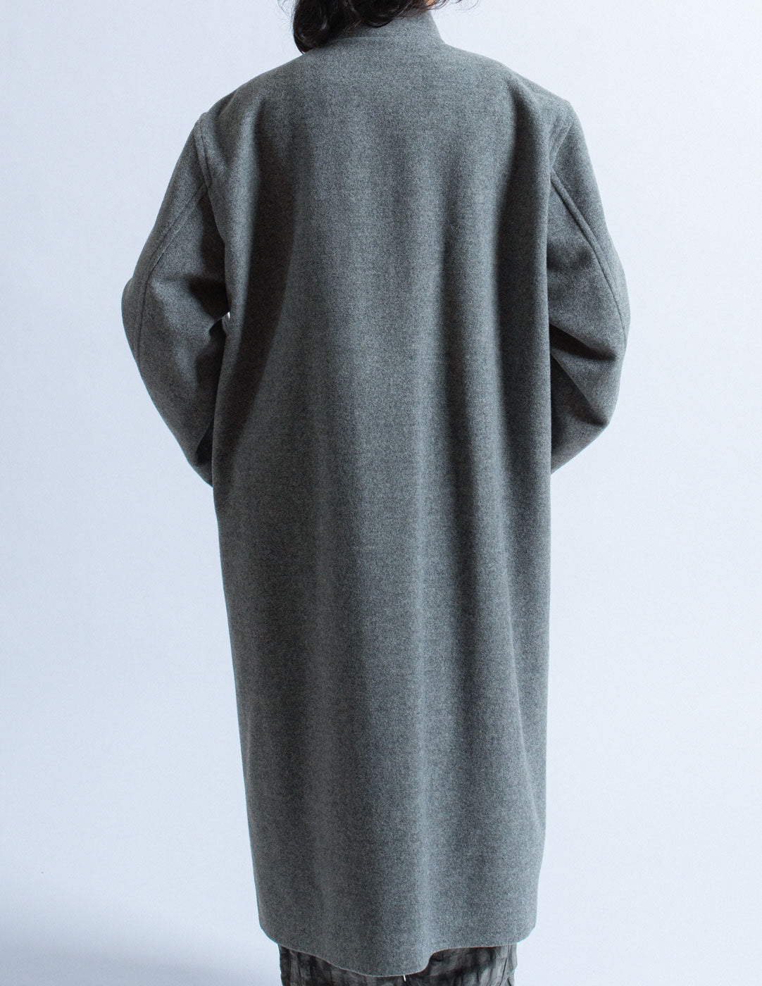 Issey Miyake Men gray wool long coat back detail