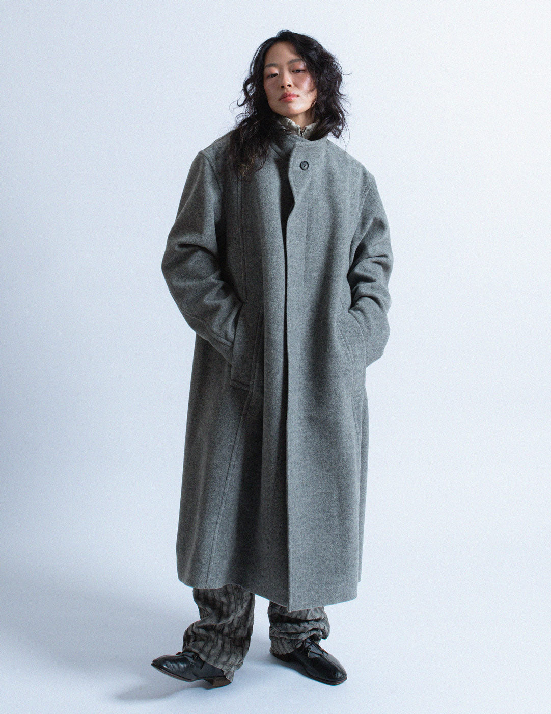 Issey Miyake Men gray wool long coat