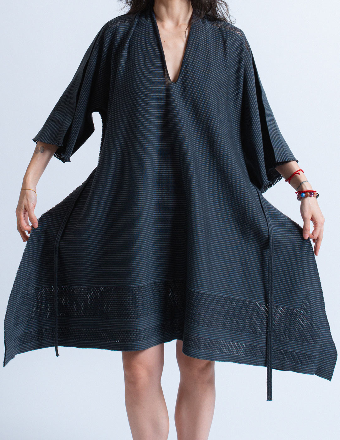 Issey Miyake striped transformable kaftan dress