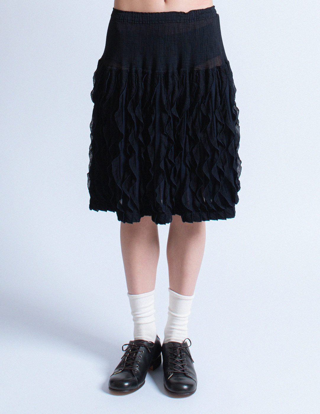 navy petal ruffled skirt
