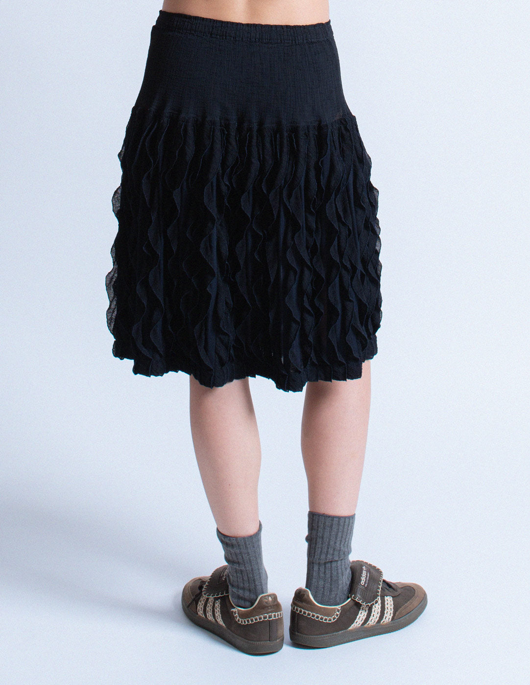 navy petal ruffled skirt