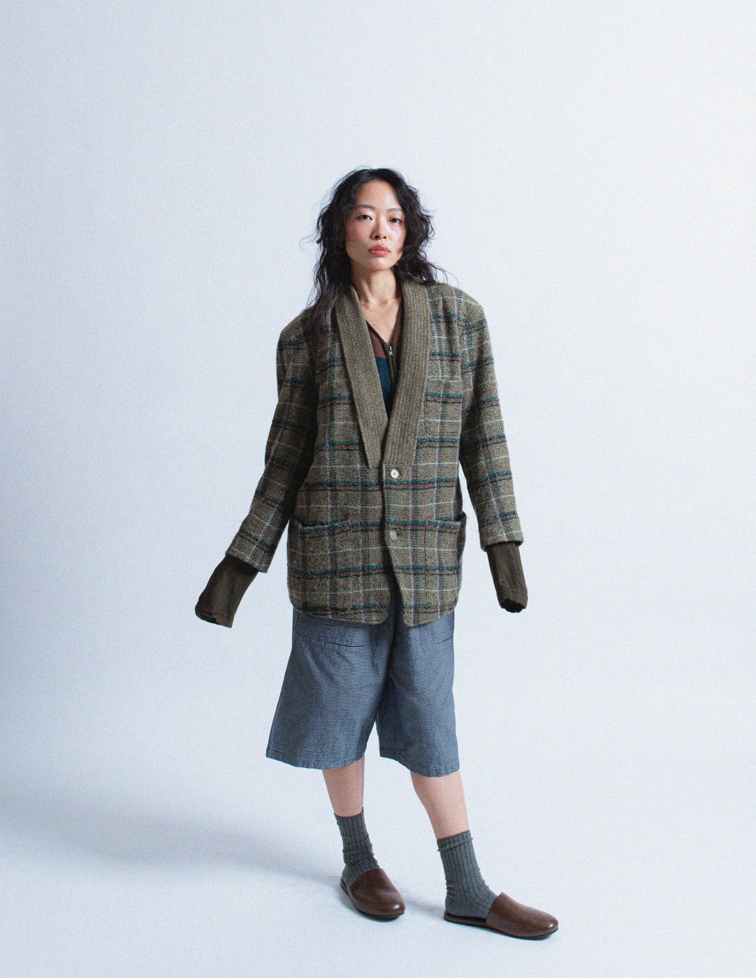 Issey Miyake Men vintage plaid knit blazer