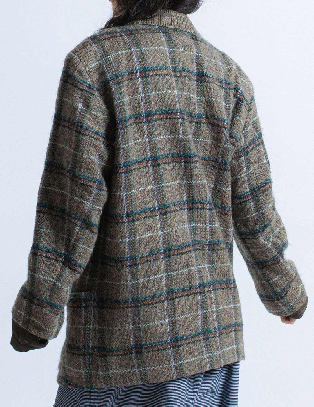 Issey Miyake Men vintage plaid knit blazer back detail