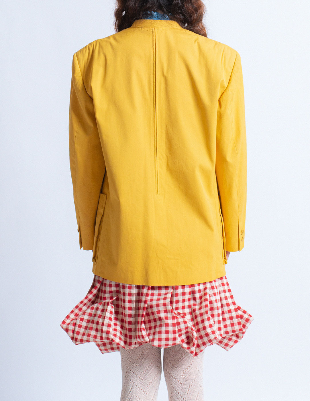Issey Miyake vintage yellow cotton blazer back detail
