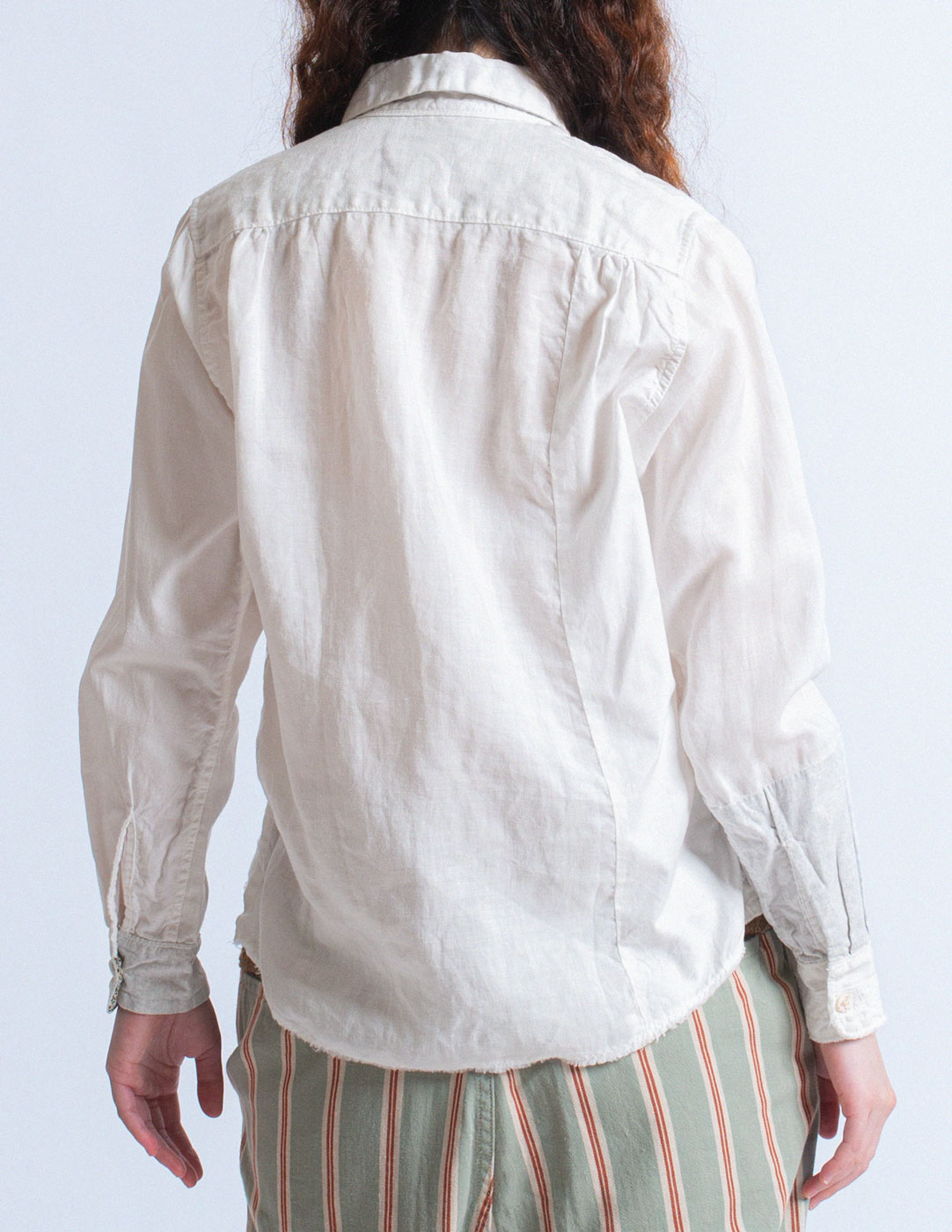 Kapital ivory cotton linen masked floral patchwork shirt back detail