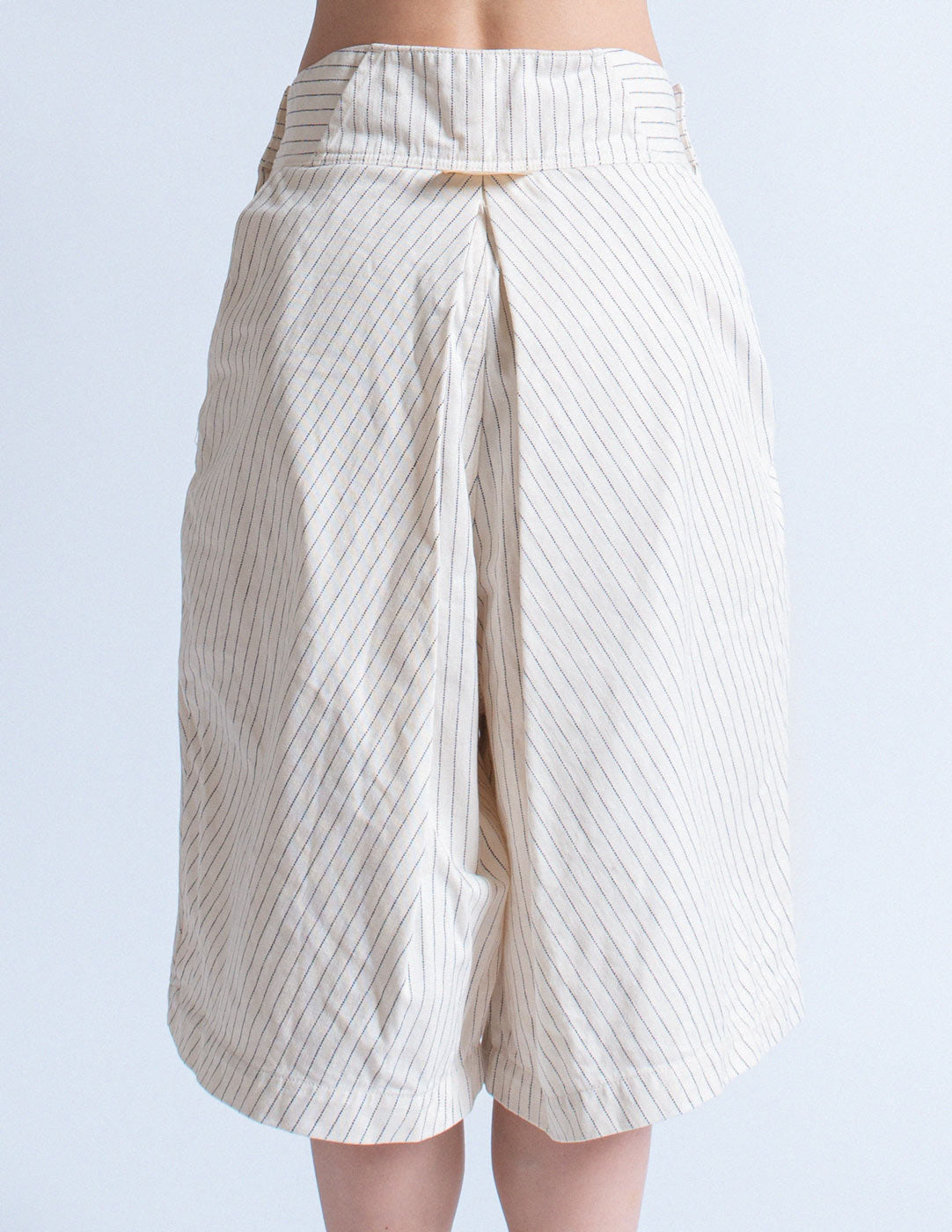 Kapital pinstripe wide-legged cotton shorts