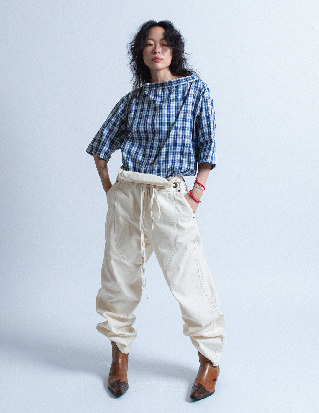 Kapital off white denim convertible overall