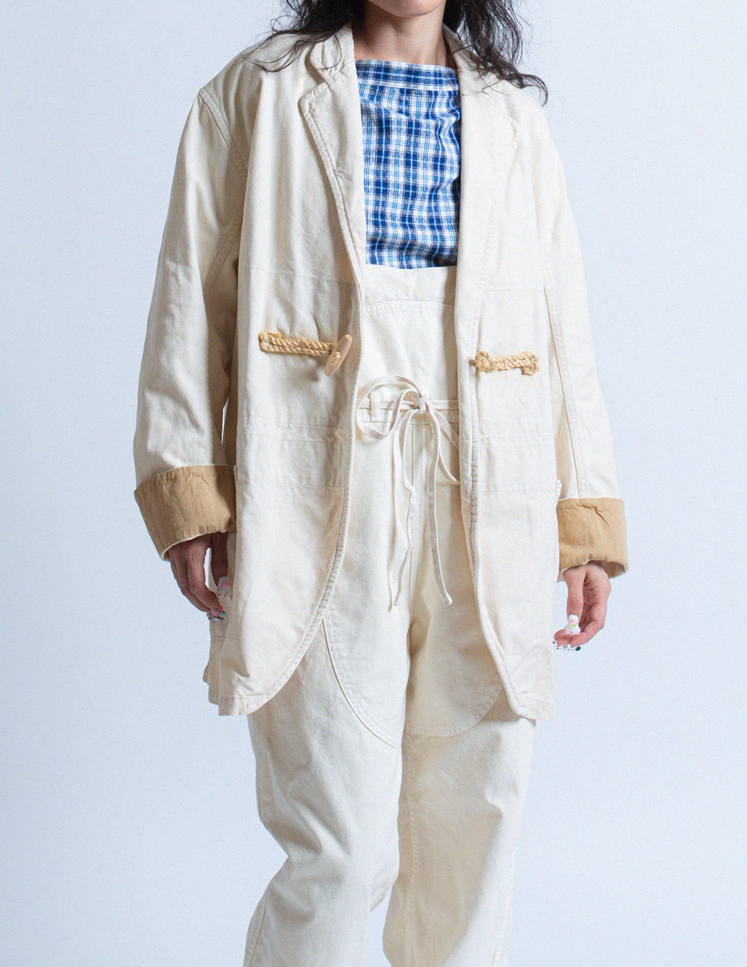 Kapital off white denim work jacket detail