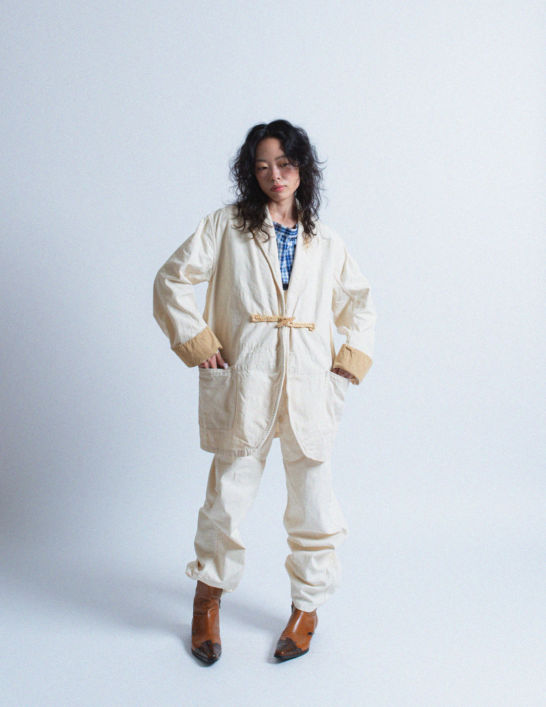 Kapital off white denim work jacket