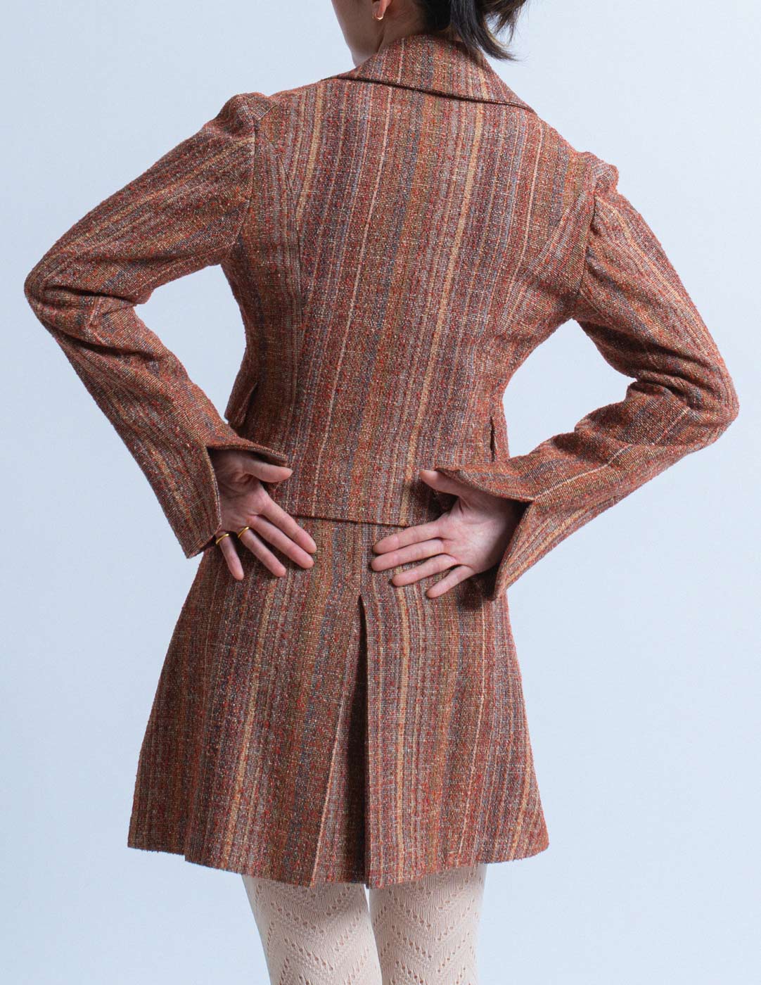Christophe Lemaire vintage striped wool and silk blend skirt suit back detail