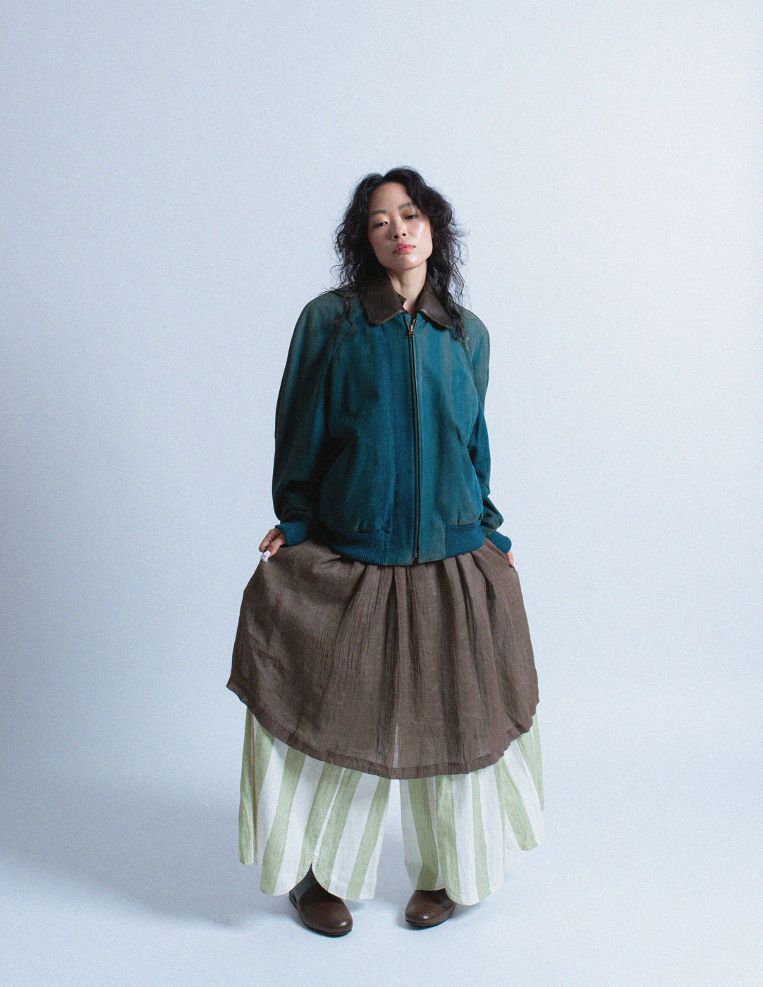 Loewe vintage teal wash leather bomber