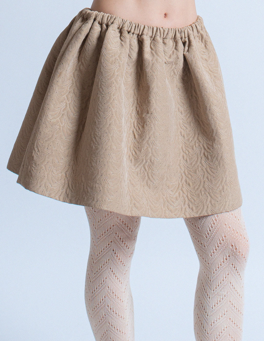 Miu Miu beige textured jacquard balloon skirt detail