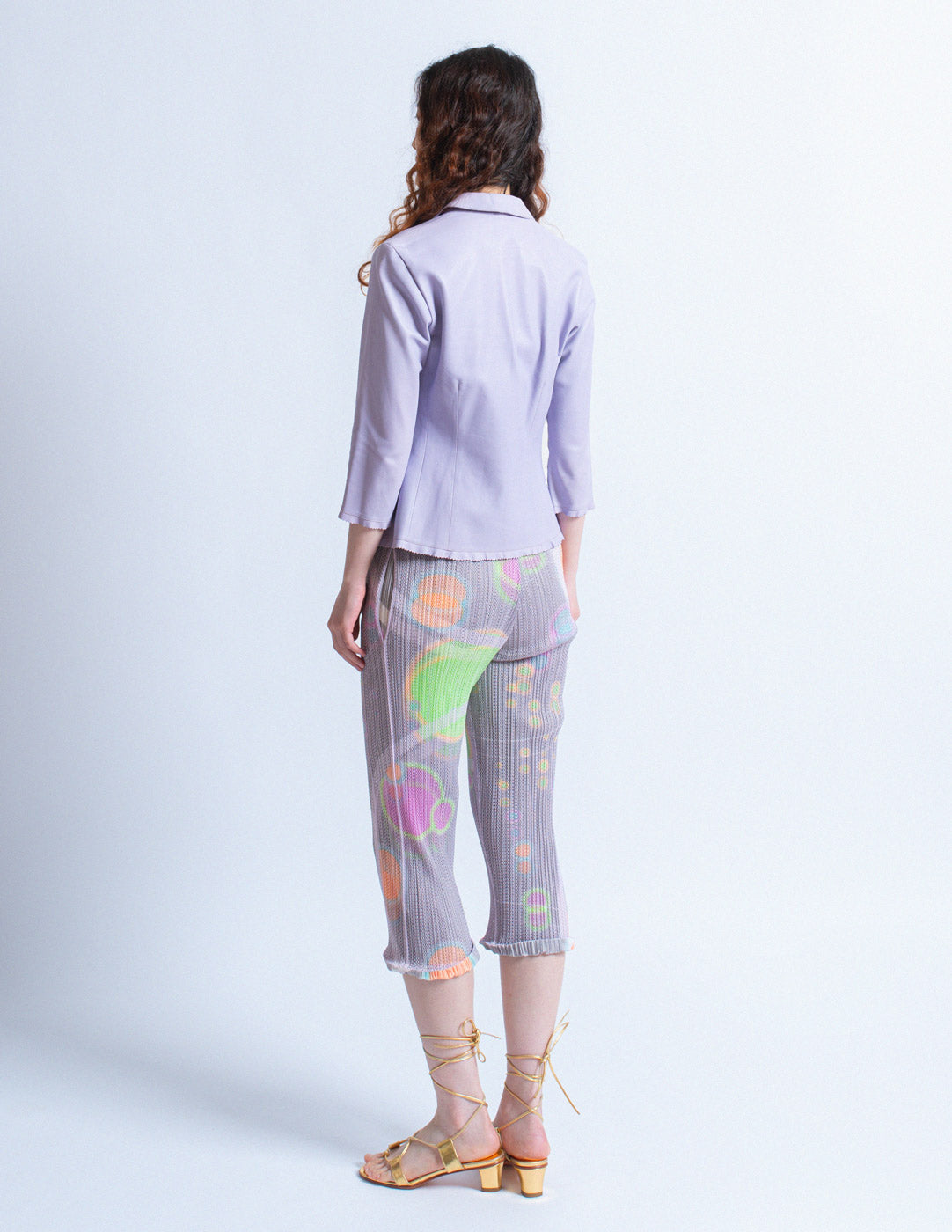 Miu Miu vintage lavender leather camisole and blazer set back view