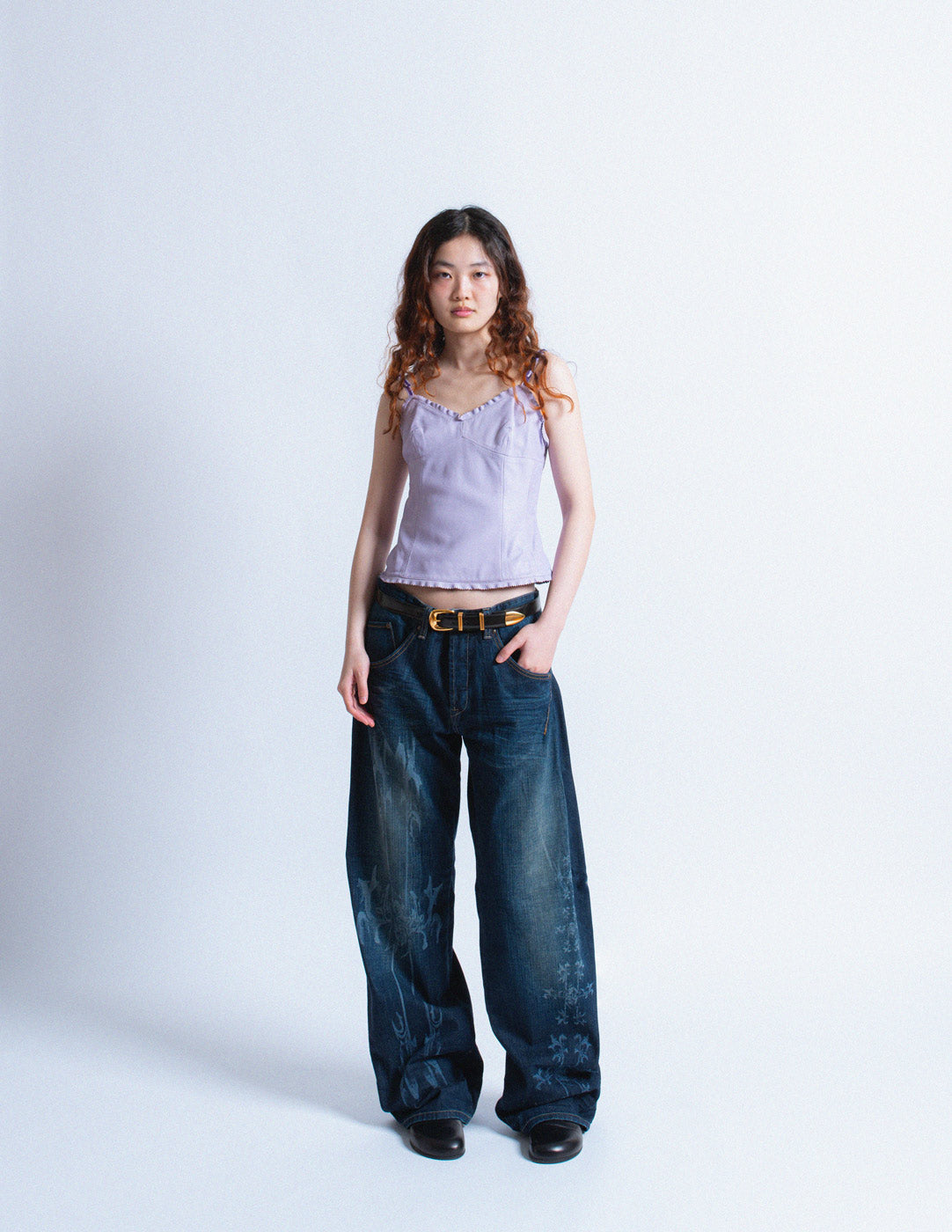 Miu Miu vintage lavender leather camisole and blazer set camisole