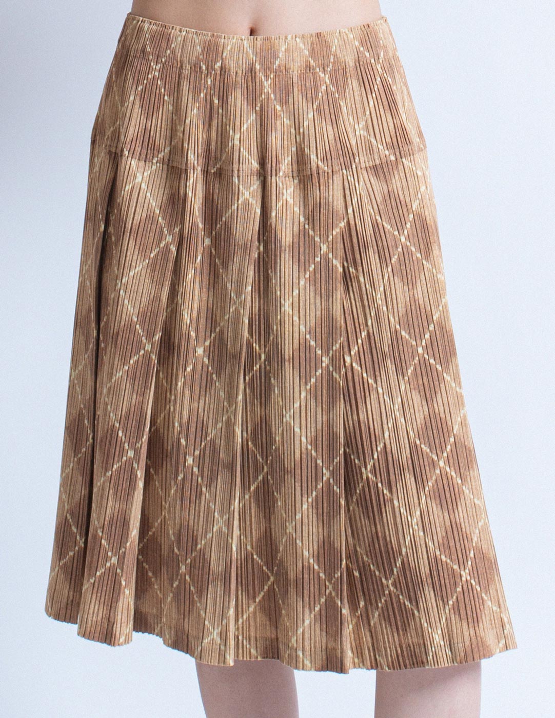 vintage tan tartan pleated skirt