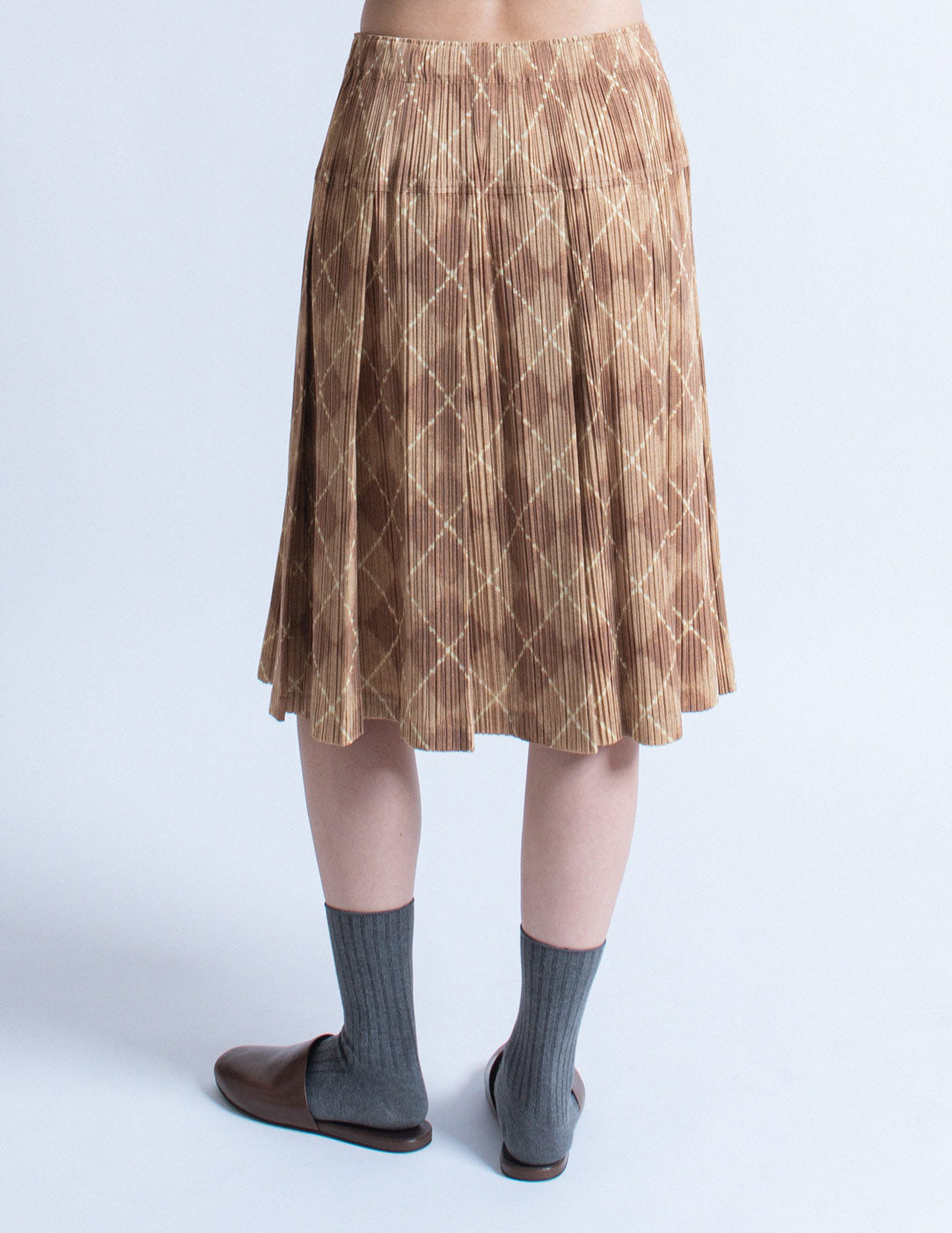 vintage tan tartan pleated skirt